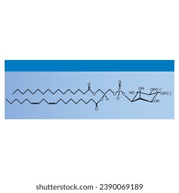 Diagramm mit schematischer Struktur von Cardiolipin Blau Wissenschaftliche Vektorgrafik.