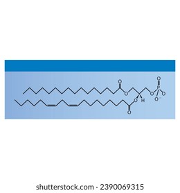 Diagram showing schematic molecular structure of Phosphatidic acid Blue Scientific vector illustration.