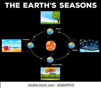 Diagram Showing Seasons On Earth Illustration