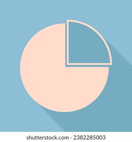 Diagram sign. Unbleached silk Icon with very long shadow at dark sky blue background. Illustration.