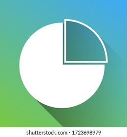 Diagram sign. White Icon with gray dropped limitless shadow on green to blue background. Illustration.
