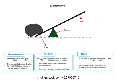 Diagram of a simple lever with descriptions 