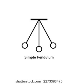 Diagram of simple pendulum harmonic motion. Vector illustration isolated on white background.