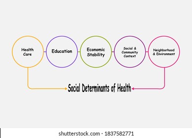 Diagram of Social Determinants of Health with keywords. EPS 10