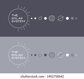 Diagram of Solar system icons. Icons of planets and stars.