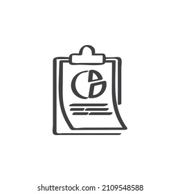 Diagram statistics line icon. linear style sign for mobile concept and web design. Clipboard with pie chart document outline vector icon. Symbol, logo illustration. Vector graphics