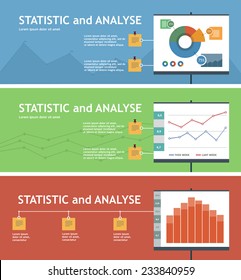 ?olorfull diagram and statistics theme banner for web design.