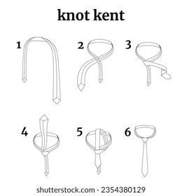 A diagram with step by step instructions on how to tie a tie. Kent knot. Vector illustration