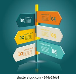 Diagram template of multidirectional pointers on a signpost