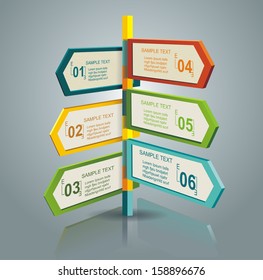 Diagram template of multidirectional pointers on a signpost 