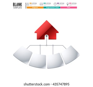 Diagram Template, Organization chart template. flow template, blank diagram for replace text, white color, 1 to 4 choice diagram. Circle diagram, vector stock design.