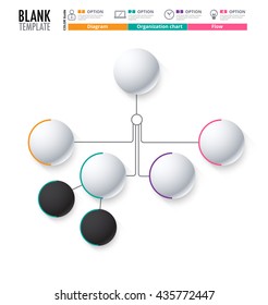 Diagram Template, Organization chart template. flow template, blank diagram for replace text, white color, Circle diagram, vector stock design. (blank)