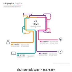 Diagram Template, Organization chart template. flow template, blank diagram for replace text, white color, Circle diagram, vector stock design.