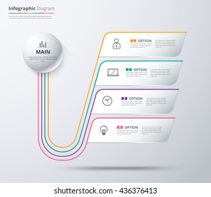 Diagram Template, Organization chart template. flow template, blank diagram for replace text, white color, Circle diagram, vector stock design.