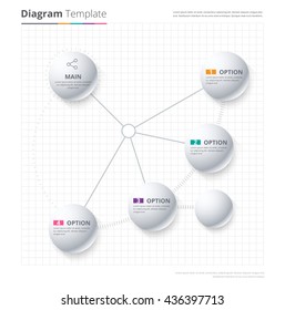 Diagram Template, Organization chart template. flow template, blank diagram for replace text, white color, Circle diagram, vector stock design.