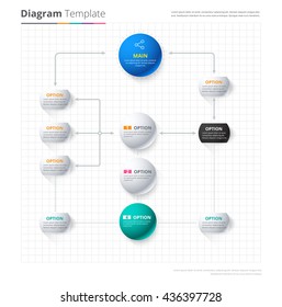 Diagram Template, Organization chart template. flow template, blank diagram for replace text, white color, Circle diagram, vector stock design.