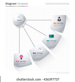 Diagram Template, Organization chart template. flow template, blank diagram for replace text, white color, Circle diagram, vector stock design.