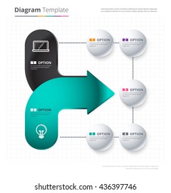 Diagram Template, Organization chart template. flow template, blank diagram for replace text, white color, Circle diagram, vector stock design.