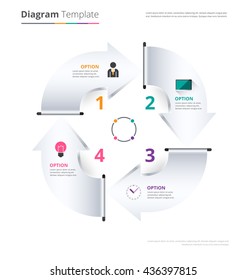 Diagram Template, Organization chart template. flow template, blank diagram for replace text, white color, Circle diagram, vector stock design.