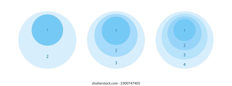 Diagram template set icon. 3 stacked concentric circles diagram template. Clipart image isolated on white background.