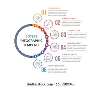 Diagram template with six steps or options, workflow, process chart, infographic template for web, business, presentations, vector eps10 illustration