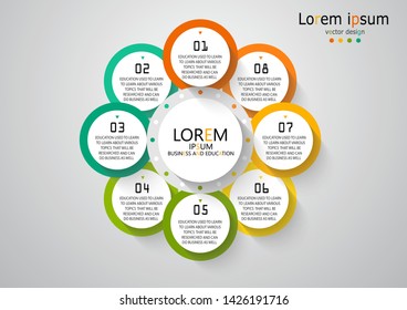 diagram Used in education and vector design illustration By Step 8 Steps