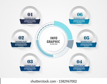 diagram Used in education and vector design illustration By Step 6 Steps