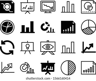 diagram vector icon set such as: reset, pie graph, decrease, pie chart, restart, outline, workflow, step, color, repeat, loop, stat, button, plan, rotation, bulb, technology, rise, advertising, loss