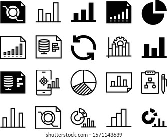 diagram vector icon set such as: cogwheel, board, productivity, rounded, bar chart, solid, ui, policy, rotation, reset, circular chart, prioritize, document, pencil, sales, trendy, planning report