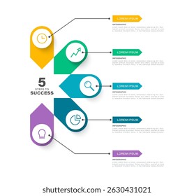 Diagram vector infographic template for five processes. Business and marketing template with icons