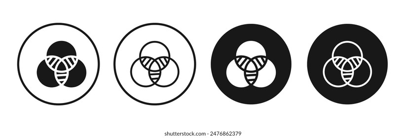Diagramm Venn-Linien-Vektorgrafik-Symbolsatz.