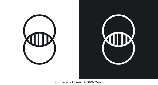 Diagram venn vector icon set in black and white color.