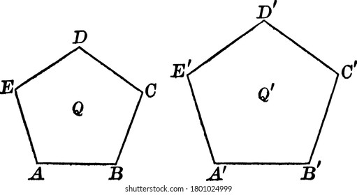 Diagram in which two similar pentagons are shown, vintage line drawing or engraving illustration.