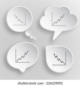 Diagram. White flat vector buttons on gray background.