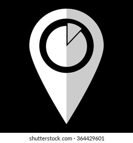 Diagram - white vector icon;  map pointer