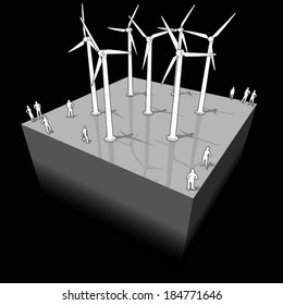 diagram of a wind turbines farm  (another building diagram from the collection, all have the same point of view/angle/perspective, easy to combine) 