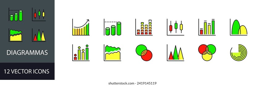 Diagrammas icon set. Flat style