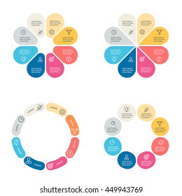 Diagrams, charts with 8 steps, parts. Vector design elements.