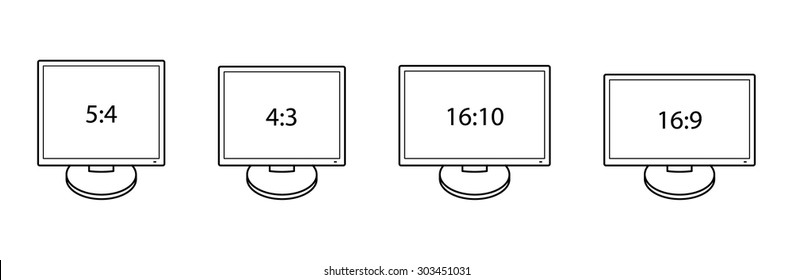 Diagrams comparing differences between different screen aspect ratios. Computer monitors/screens.