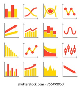 Diagrams and Graphs Icons Set. Vector
