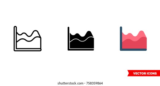 Diagrams icon of 3 types: color, black and white, outline. Isolated vector sign symbol.