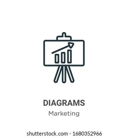Diagrams outline vector icon. Thin line black diagrams icon, flat vector simple element illustration from editable marketing concept isolated stroke on white background