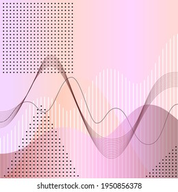 Diagrams, parabolas, geometric shapes pink black on a gray background vector gradient. illustration in abstract style. Modern concept for presentation, background for your interface, advertising