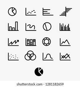 Diagrams, pie chart, graphics, statistics and analytics vector icons set
