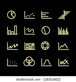 Diagrams, pie chart, statistics and analytics icons vector set
