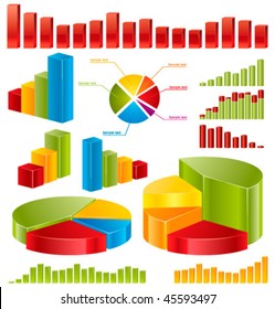 Diagrams â?? set of glossy vector icons for your business presentations and reports.