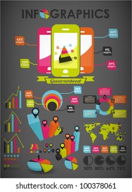 Diagrams of set of vector icons for your business presentations and reports.