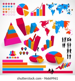 Diagrams of set of vector icons for your business presentations and reports.