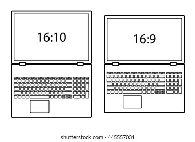 Diagrams showing two different screen aspect ratios. Large widescreen laptop/notebook computers.