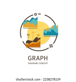 Diagrams Thin Line Icon Graph Concept Infographics Dashboard. Vector illustration of Horizontal Sequence or Structure for Education
